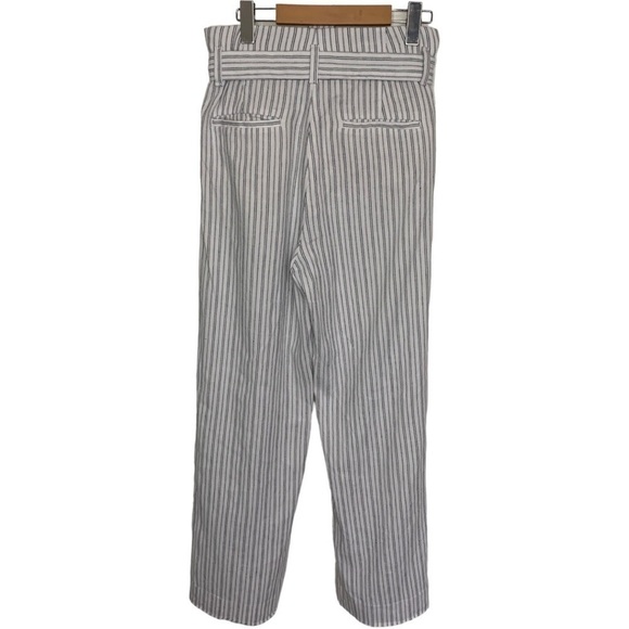 BANANA Republic Linen Pinstripe Tie Front High Rise White Pants Women's Size 8 - Picture 6 of 10